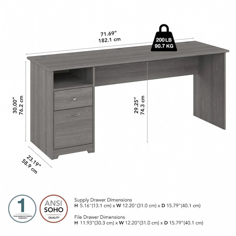 Cabot 72W Home Office Computer Desk with Drawers by Bush Furniture