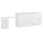 Queen Size Murphy Bed with USB Port, Large Drawer, and Wardrobe/Desk Combo