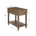 Traditional 23.6 Spindle Leg Wood End Table with USB