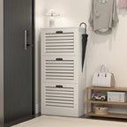 Wooden Shoe Cabinet for Entryway, White Shoe Storage Cabinet with 3 Flip Doors 20.94x9.45x43.11 inch