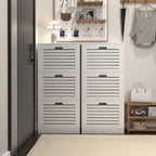 Wooden Shoe Cabinet for Entryway, White Shoe Storage Cabinet with 3 Flip Doors 20.94x9.45x43.11 inch