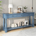 Mediterranean Console Table with 3 Storage Drawers and Open Bottom Shelf for Home Entryway and Hotel