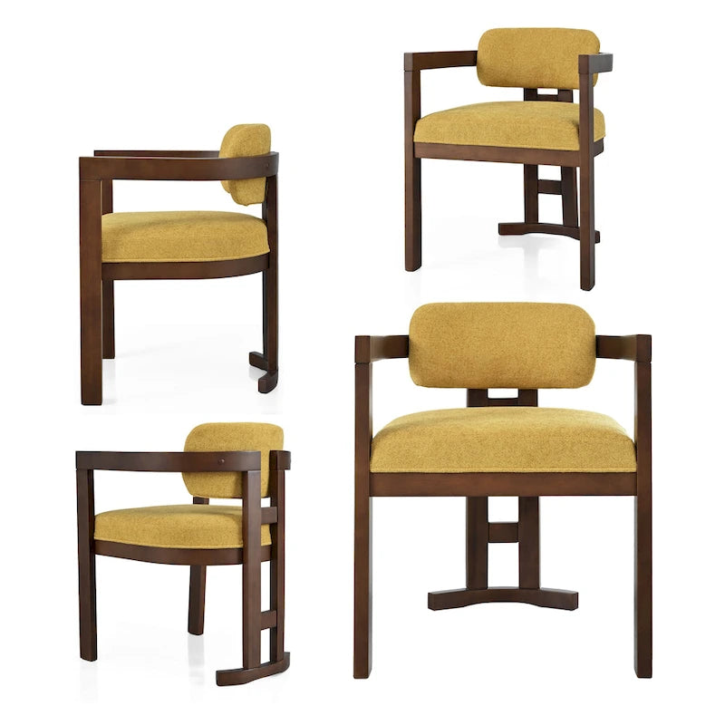 Evelyn Series Rubberwood Upholstered Dining Chairs (Set Of 4)