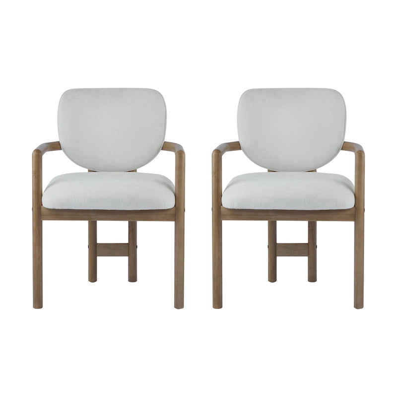 Christopher Knight Home - Harper Mordern Upholstered Rubberwood Arm Dining Chairs (Set of 2)