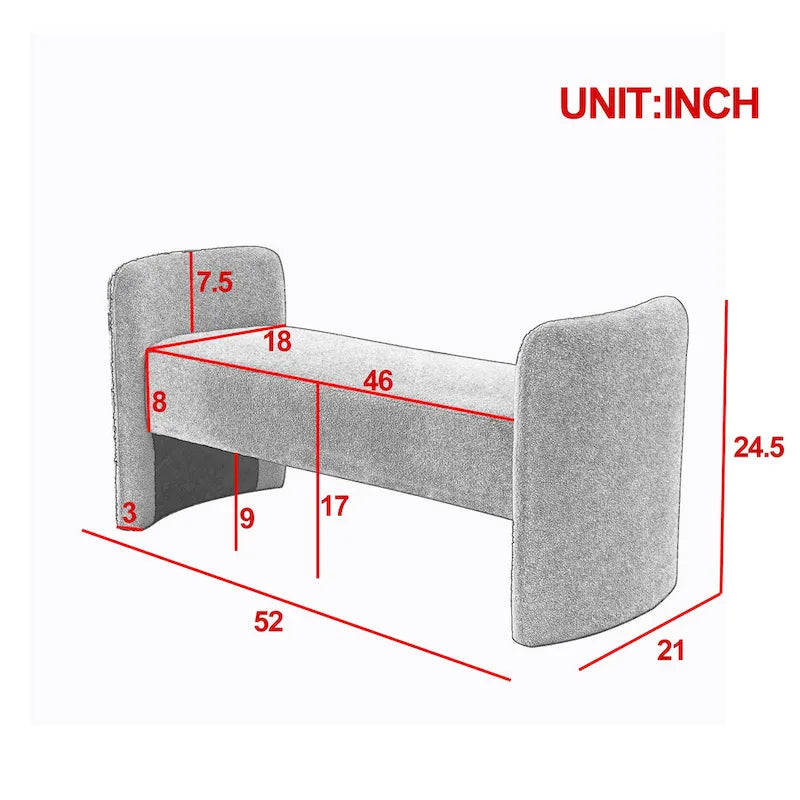 GDFStudio - Harper H-Frame Polyester Upholstered Bench with Modern Versatile Design