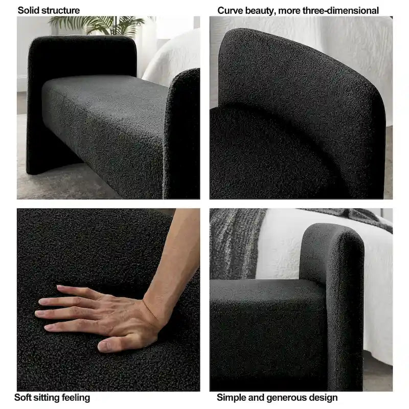 GDFStudio - Harper H-Frame Polyester Upholstered Bench with Modern Versatile Design