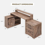 Modern Farmhouse Home Office Desk, Computer Desk with File Cabinet