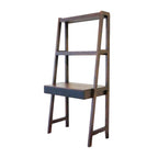 Modern Ladder Study Desk with Single Drawer and Built In Shelves, for Small Spaces or Custom Home Office