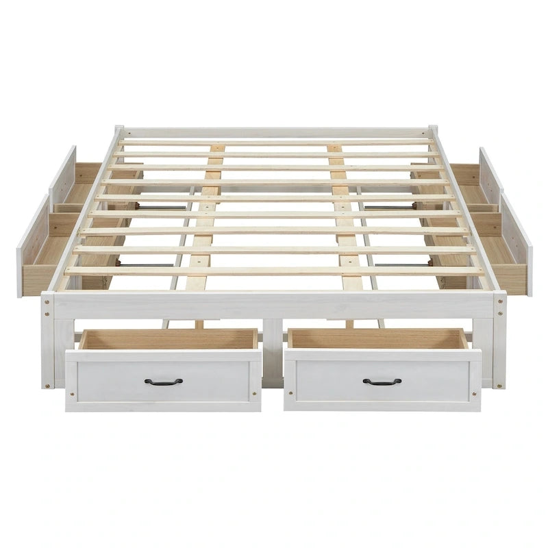 Queen Size Platform Bed with 6 Storage Drawers