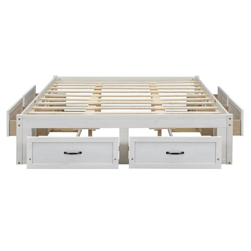 Queen Size Platform Bed with 6 Storage Drawers