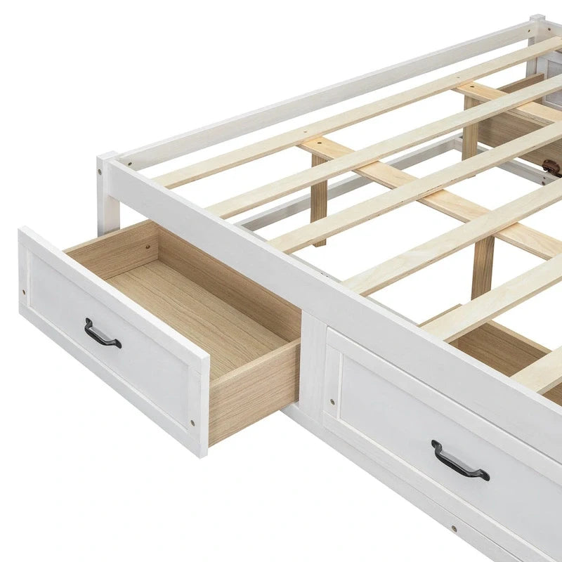 Queen Size Platform Bed with 6 Storage Drawers