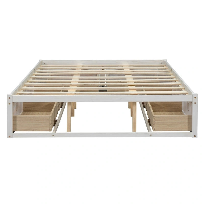 Queen Size Platform Bed with 6 Storage Drawers