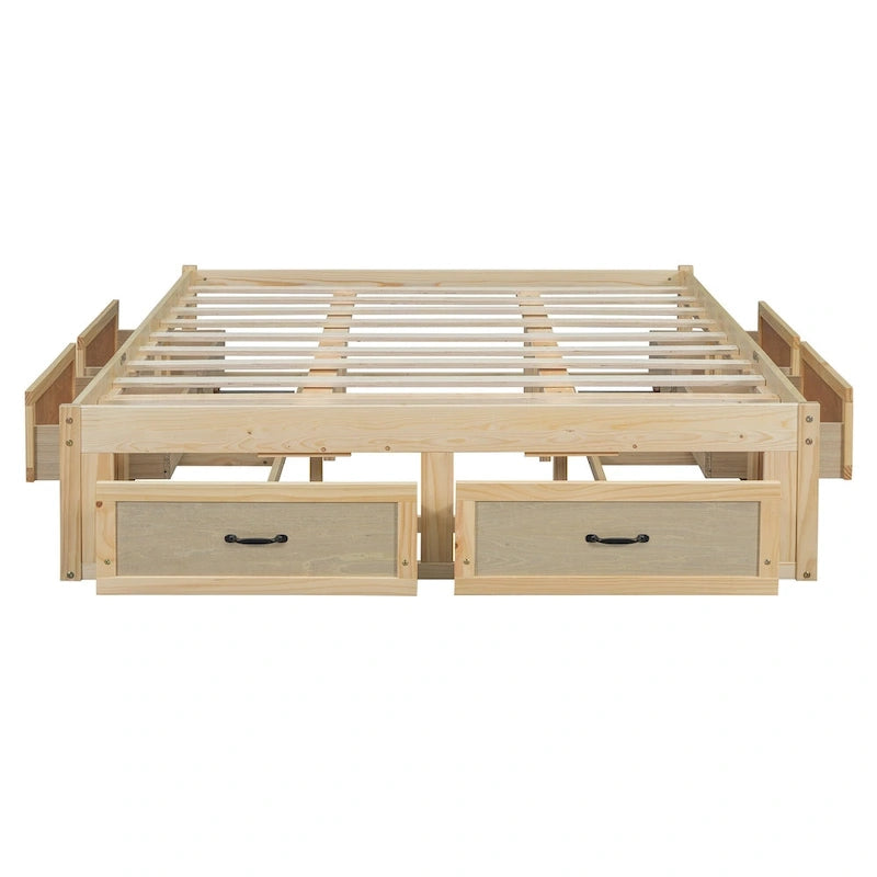 Queen Size Platform Bed with 6 Storage Drawers