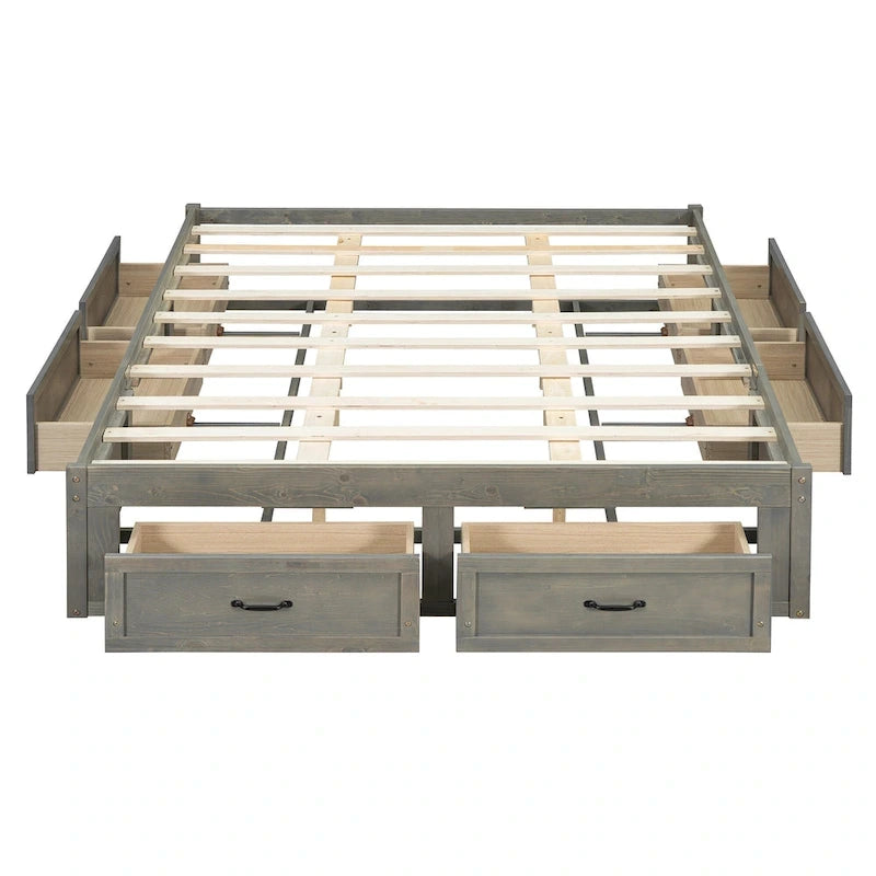 Queen Size Platform Bed with 6 Storage Drawers