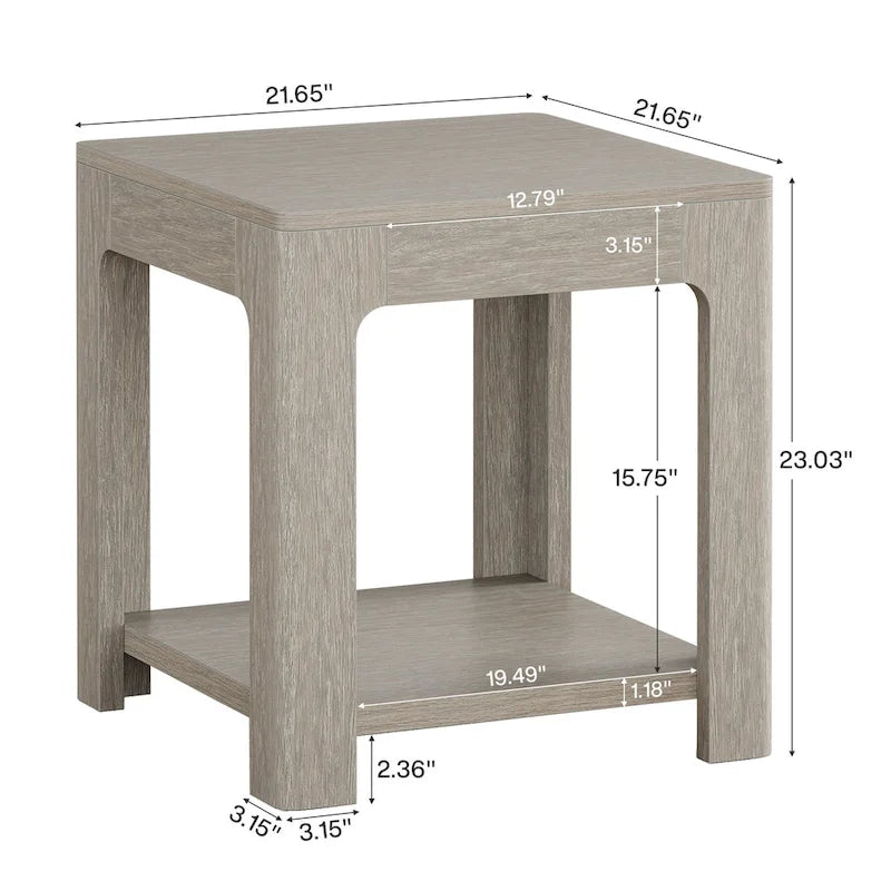 2-Tier Wooden End Table, Modern Side or Beside Table - 1PC