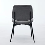 2 Piece Linen Dining Chair Set with Metal Legs, Curved Backrest Dining Room Chair Indoor Lounge Side Chair