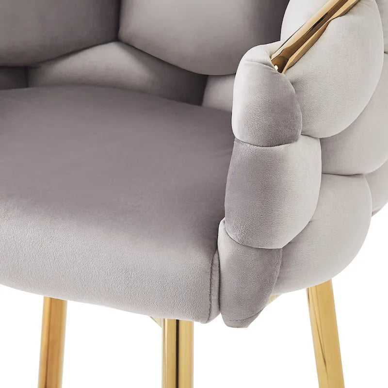 Modern 28-Inch Set of 2 Bar Stools with Velvet Padded Backrest Seat, Metal Legs for Dining Room Living Room and Bedroom