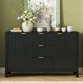 Entryway Cabinet with Wave Design-3 Adjustable Shelves,3 Drawers & Soft-Close Doors,Storage Console Table with Metal Handles