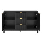 Entryway Cabinet with Wave Design-3 Adjustable Shelves,3 Drawers & Soft-Close Doors,Storage Console Table with Metal Handles