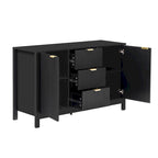 Entryway Cabinet with Wave Design-3 Adjustable Shelves,3 Drawers & Soft-Close Doors,Storage Console Table with Metal Handles