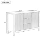 Entryway Cabinet with Wave Design-3 Adjustable Shelves,3 Drawers & Soft-Close Doors,Storage Console Table with Metal Handles