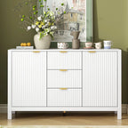 Entryway Cabinet with Wave Design-3 Adjustable Shelves,3 Drawers & Soft-Close Doors,Storage Console Table with Metal Handles