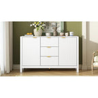 Entryway Cabinet with Wave Design-3 Adjustable Shelves,3 Drawers & Soft-Close Doors,Storage Console Table with Metal Handles