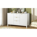 Entryway Cabinet with Wave Design-3 Adjustable Shelves,3 Drawers & Soft-Close Doors,Storage Console Table with Metal Handles