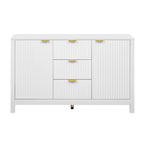 Entryway Cabinet with Wave Design-3 Adjustable Shelves,3 Drawers & Soft-Close Doors,Storage Console Table with Metal Handles