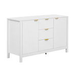 Entryway Cabinet with Wave Design-3 Adjustable Shelves,3 Drawers & Soft-Close Doors,Storage Console Table with Metal Handles