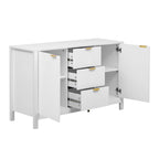 Entryway Cabinet with Wave Design-3 Adjustable Shelves,3 Drawers & Soft-Close Doors,Storage Console Table with Metal Handles