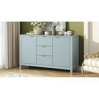 Entryway Cabinet with Wave Design-3 Adjustable Shelves,3 Drawers & Soft-Close Doors,Storage Console Table with Metal Handles