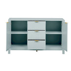 Entryway Cabinet with Wave Design-3 Adjustable Shelves,3 Drawers & Soft-Close Doors,Storage Console Table with Metal Handles