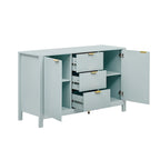 Entryway Cabinet with Wave Design-3 Adjustable Shelves,3 Drawers & Soft-Close Doors,Storage Console Table with Metal Handles