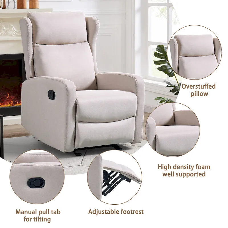 Rocking Recliner Chair for Living Room, Adjustable Modern Recliner Chair, Recliner Sofa with Lumbar Support