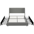 Queen Size Storage Bed with 4 Drawers, 730lb Capacity & Linen Headboard