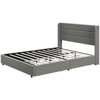 Queen Size Storage Bed with 4 Drawers, 730lb Capacity & Linen Headboard