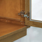 4-Door Large Storage Buffet Cabinet with Glass Doors, Adjustable Shelves and Arched Design for Kitchen, Dining Room