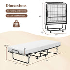 Costway Folding Bed with Mattress 74 x 31 Cot Size Rolling Guest Bed