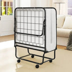 Costway Folding Bed with Mattress 74 x 31 Cot Size Rolling Guest Bed