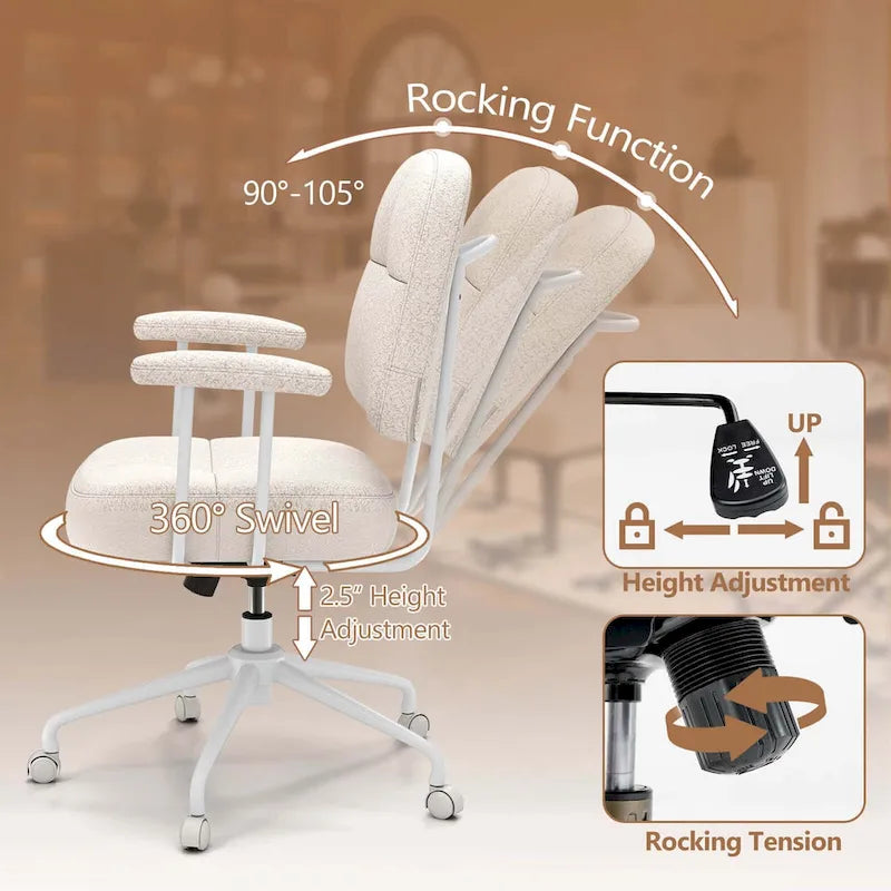 Costway Home Office Chair Leathaire Upholstered Task Chair with - See Details