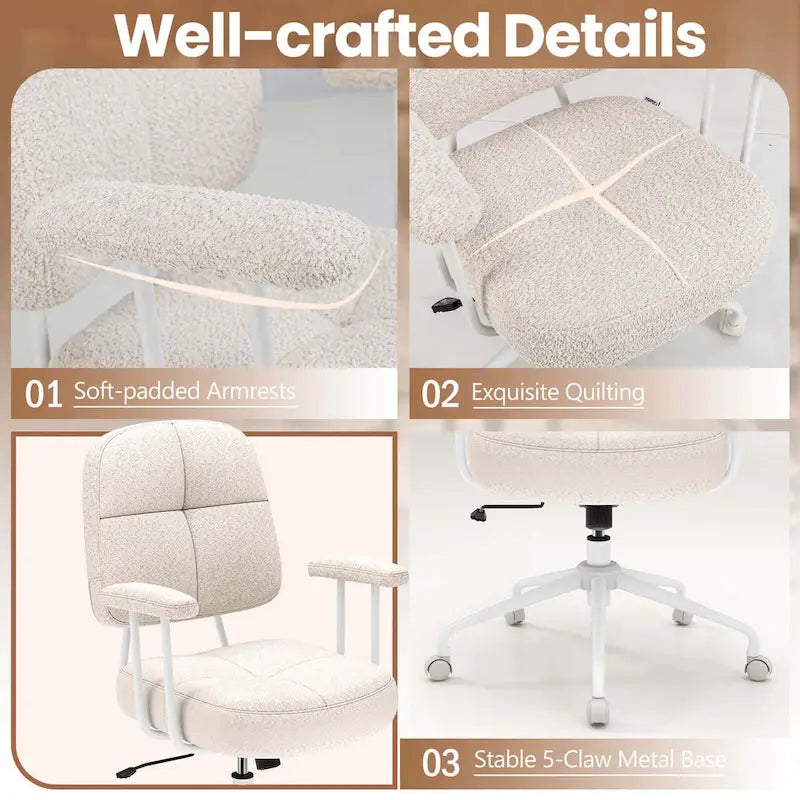 Costway Home Office Chair Leathaire Upholstered Task Chair with - See Details