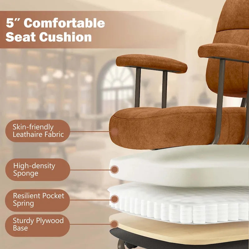 Costway Home Office Chair Leathaire Upholstered Task Chair with - See Details
