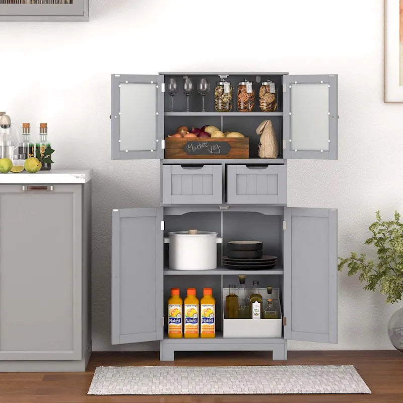 Costway Bathroom Floor Storage Cabinet Kitchen Cupboard with 2 Drawers