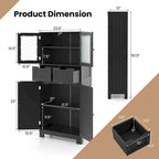 Costway Bathroom Floor Storage Cabinet Kitchen Cupboard with 2 Drawers