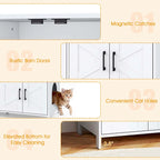 Gymax Cat Litter Box Enclosure for 2 Cats w/ Double Rooms Wooden Cat