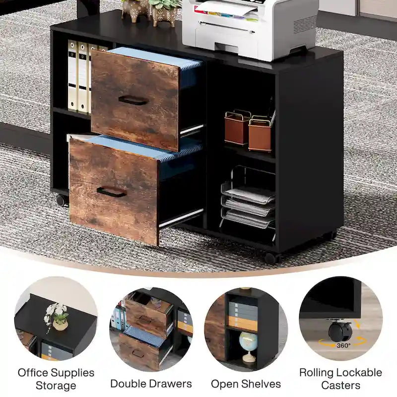 63 Executive Desk with 40 Lateral File Drawer Cabinet Set for Home Office