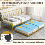 Costway Twin Size Metal Daybed with Trundle Space-Saving Sofa Bed