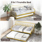 Costway Twin Size Metal Daybed with Trundle Space-Saving Sofa Bed