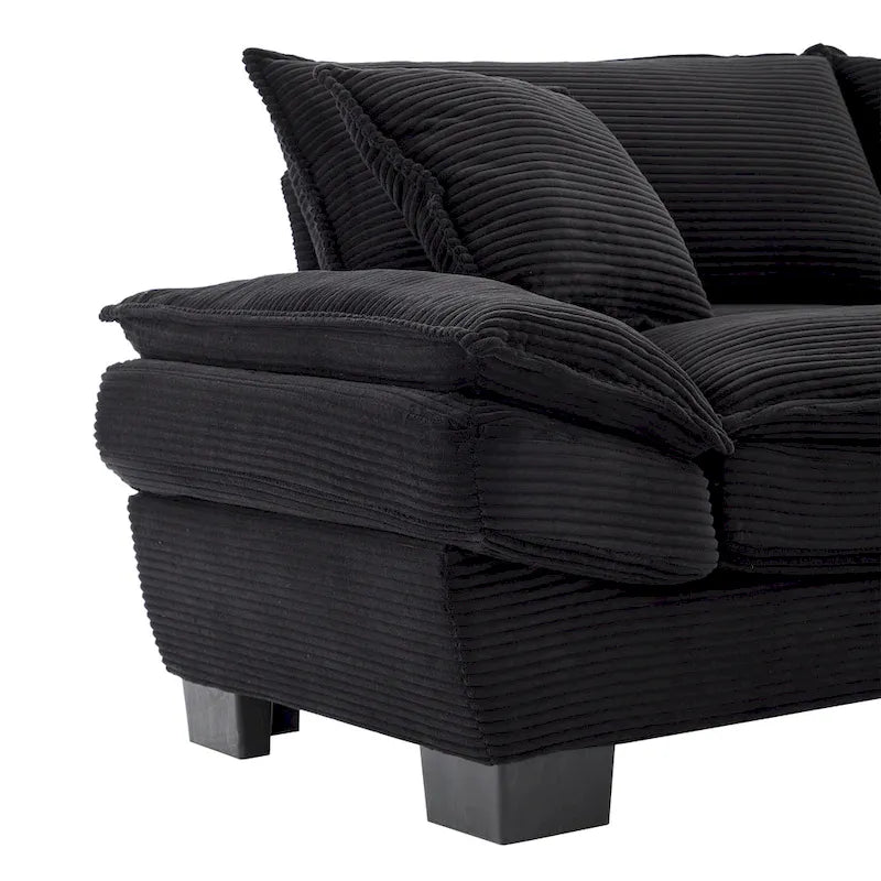 65.5 Upholstered 3-Seater Sofa Couch with Two Pillows and Sturdy Construction